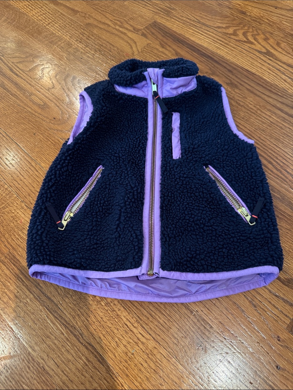 Crewcuts Navy and Lavender Sherpa Vest